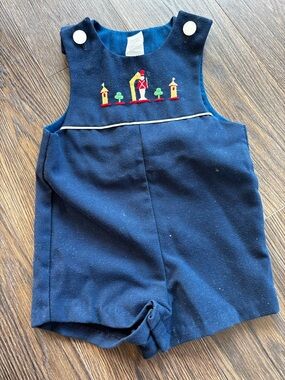 Navy Smocked Toy Soldier Shortall for Kids
